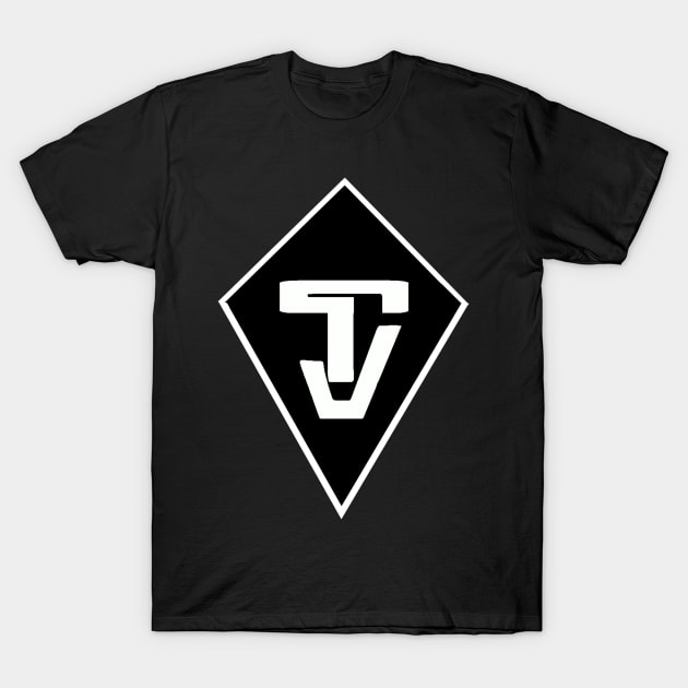 "TJ" Tyler Jones Black and White Logo T-Shirt by AustinFouts